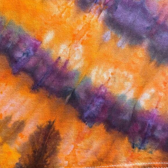 Halloween Tie Dyed T-shirt - Orange Purple - Handmade - Men's Women's 2XLarge - Picture 12 of 12